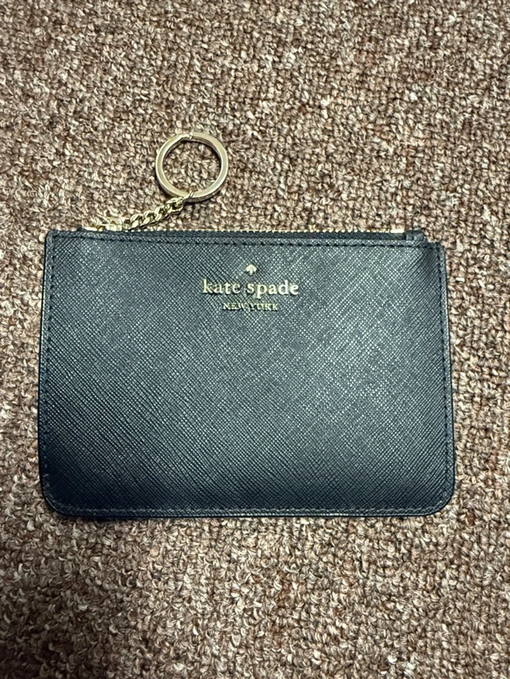 Kate Spade saffiano leather Zip cardholder coin Pouch Key Ring wallet bag charm